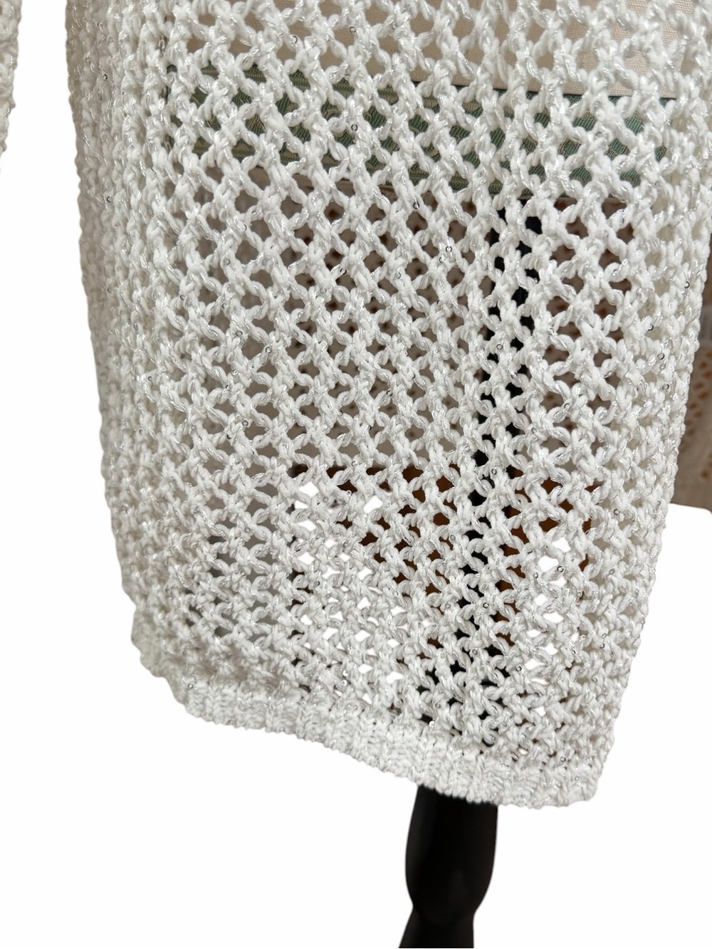 Joie Hooded Open Knit Sequin Duster Cardigan White XS NWT Beach Cover Up - Picture 6 of 13